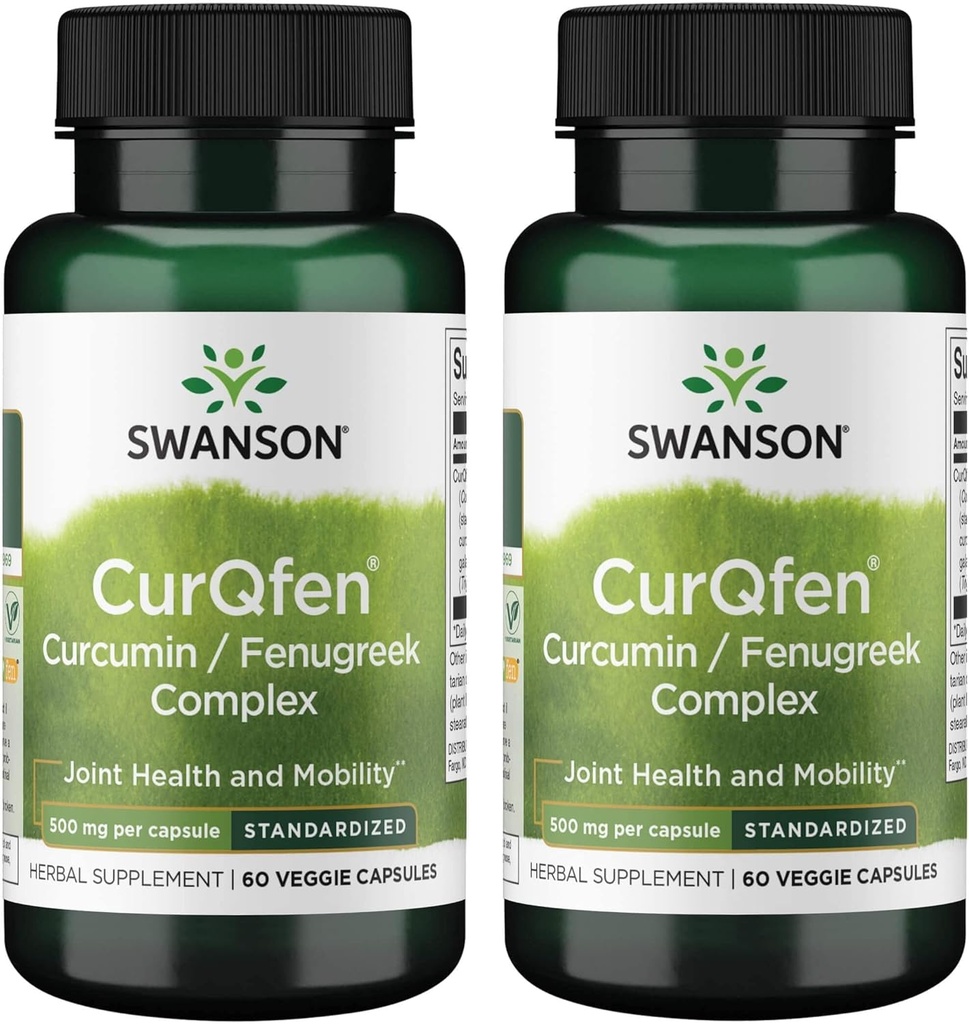 Swanson Controlled Release Curqfen Curcumin / Fenugreek Complex 60 Veg kapsułki (2 opakowania)