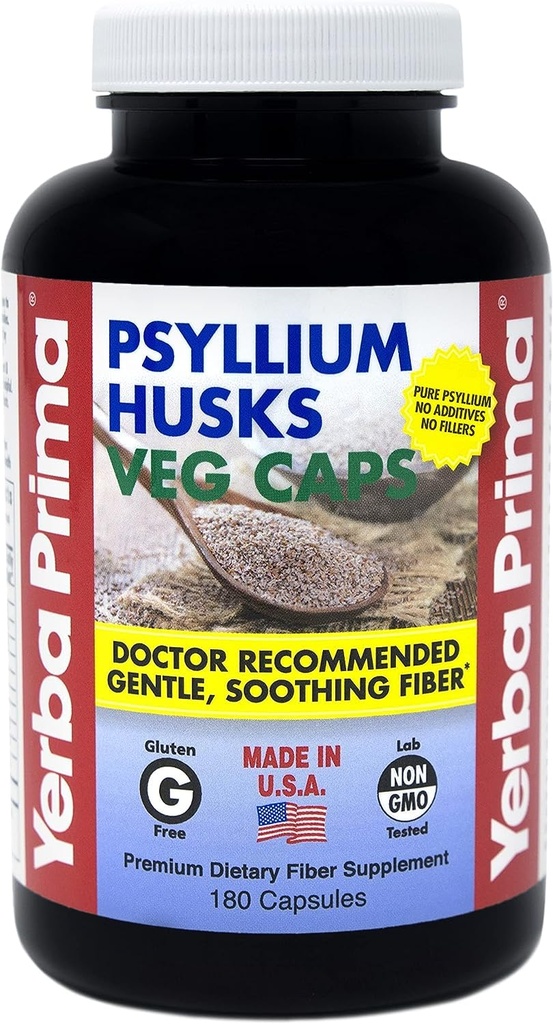 Yerba Prima Fiber Pyllium Husks - 180 Veg Caps