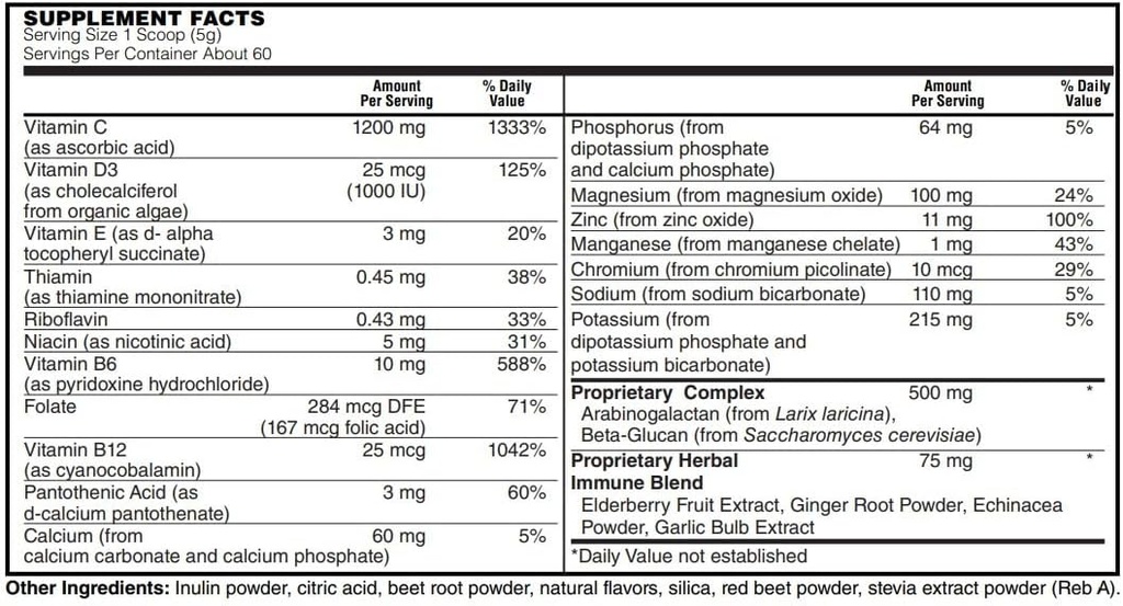 BariatricPal ImmunoLYTE Fizz z 1200mg witaminą C Plus D3, cynkiem i elderberry - Wsparcie immunologiczne i Odzysk elektrolitów! - Berry