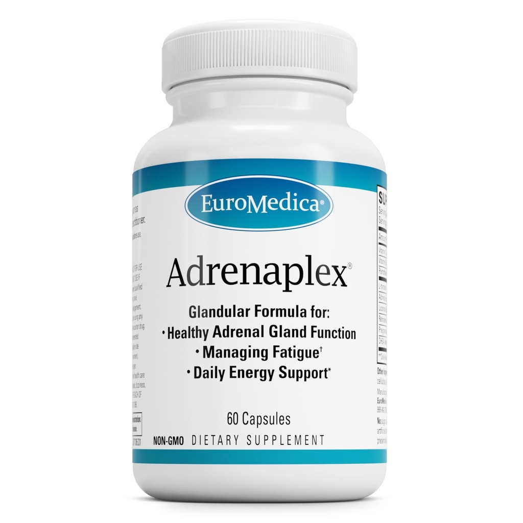EuroMedica Adrenaplex - Suplement do funkcji Glandów Nadnerczy - Suplement do wsparcia Glandular z witamin C & B6 - Wspiera zdrową funkcję nadnerczy - Przechowywać z dala od zasięgu dzieci - 60 Kapsułki