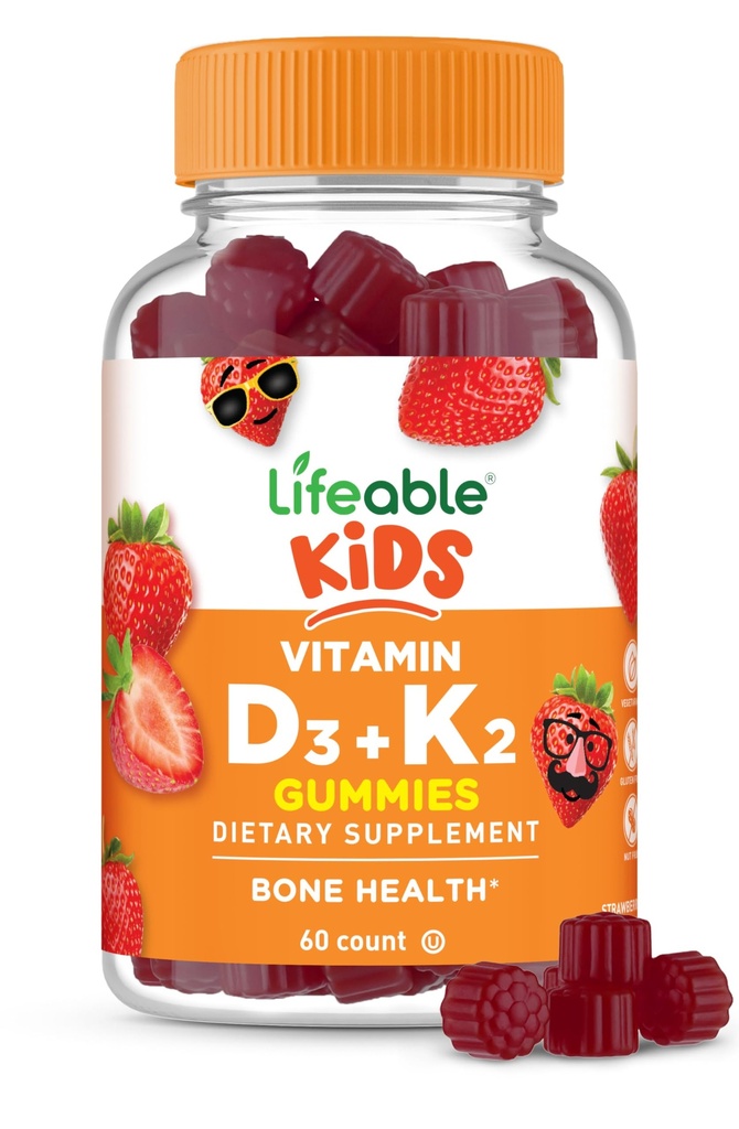Żywe dzieci Witamina D3 K2 Gummie XI124; 1000iu D3 i K2 100mcg XI124; Great Tasting D3 i K2 Suplementy XI124; dla Bone Health and Immunity XI124; VIT D3 K2 dla Kids XI124; 60 Gummies