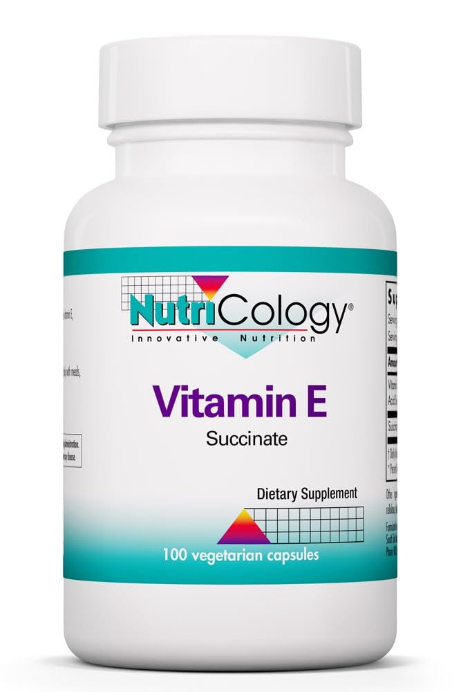 Nutricology Witamina E Suplement sukcesywny - dla mężczyzn i kobiet, 400 IU D- Alpha- Tokopheryl, Przeciwutleniacz, Kapsułki wegetariańskie - 100