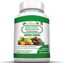 Pure Heathland Non-GMO Super Daily Multivitamin dla dorosłych - 42 Naturalne owoce i warzywa Mieszanka z 21 Witaminy i minerały - Wegan Coating Tablets, 90 Hrabia, Made in USA