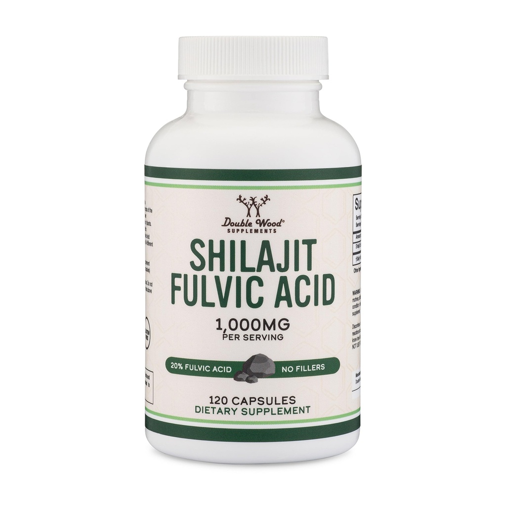 Shilajit Pure Himalayan Capsules (20% Fulvic Acid Supplement) 1,000mg of Authentic Shilajit Extract per Serving, 120 Count (High in Trace Minerals, No Fillers) by Double Wood