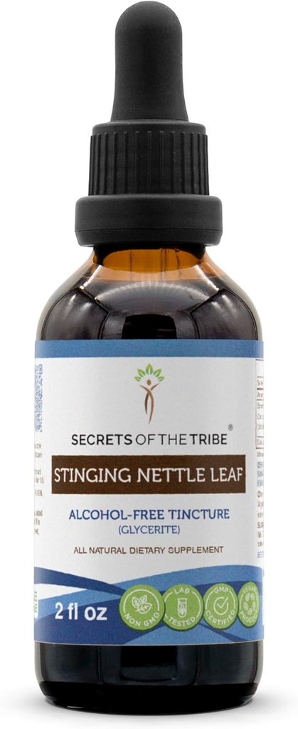 Secrets of the Tribe Stinging Nettle Leaf Alcohole Free Liquid Extract, Stinging Nettle (Urtica Dioica) Dried Leaf Tincture Supplement (2 FL OZ)