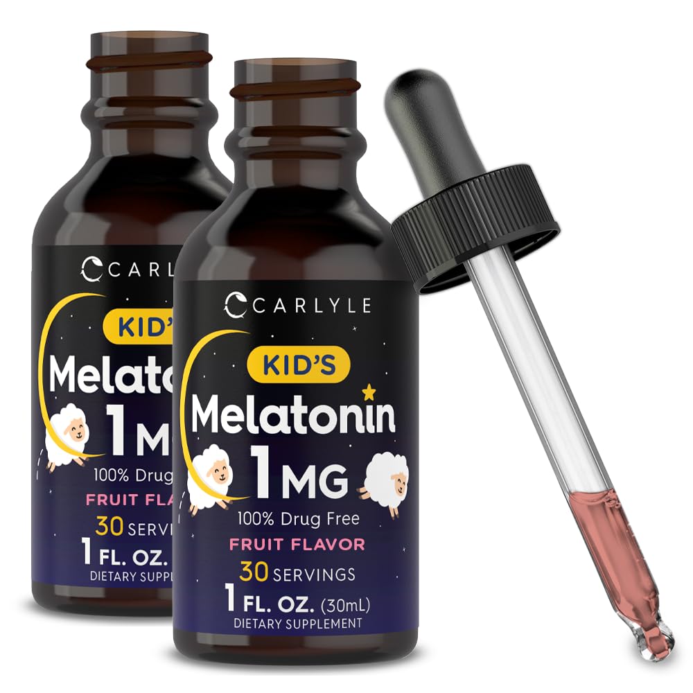 Carlyle Kids Melatonin płynny 124; 1 fl oz 124; Dwa opakowania 124; Owoce Flavor 124; Suplement bez leków dla dzieci