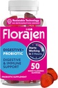 Florajen Organic Probiotic Gummies for Women & Men - Gut Health & Immune Support Supplement - Zaparcia i Bloating Relief - 50 Gummies