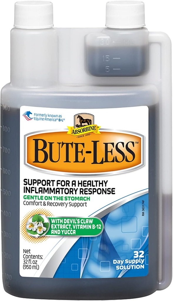 Absorbina Bute- Mniej długoterminowych Koń Comfort & Recovery Supplement Solution, Delikatny na stomach, Diabelski Pazur, Witamina B- 12, Yucca, 32oz / 32 Day Supply