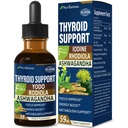 Thyroid Support Drops - Płynny suplement jodu, Gotas de Yodo y Selenio para Tiroides, Con Rodiola Semenovii y Ortiga, Fight Brain Fog w / Ashwagandha & Rhodiola Extract Tincture.2 oz