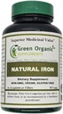 (Opakowanie z 1) Green Organic Supplements 'Iron, 2000mg Organic Iron Capsules, 90, Hand Made, Vegan, Non-GMO, & Gluten Free Natural Iron Capsules