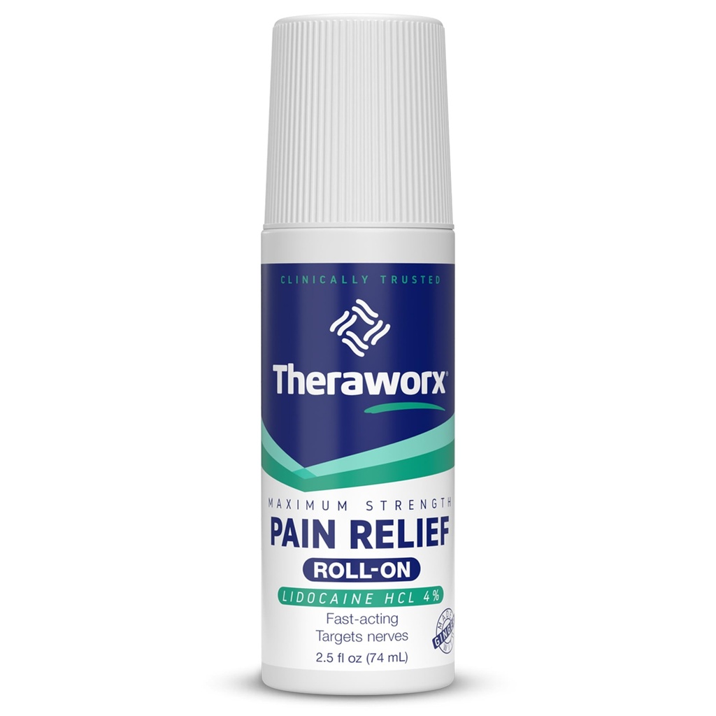Theraworx maximum force Pain Relief Roll- On z lidokainą, Szybkie aktorstwo - 2.5 Oz - 1 Hrabia