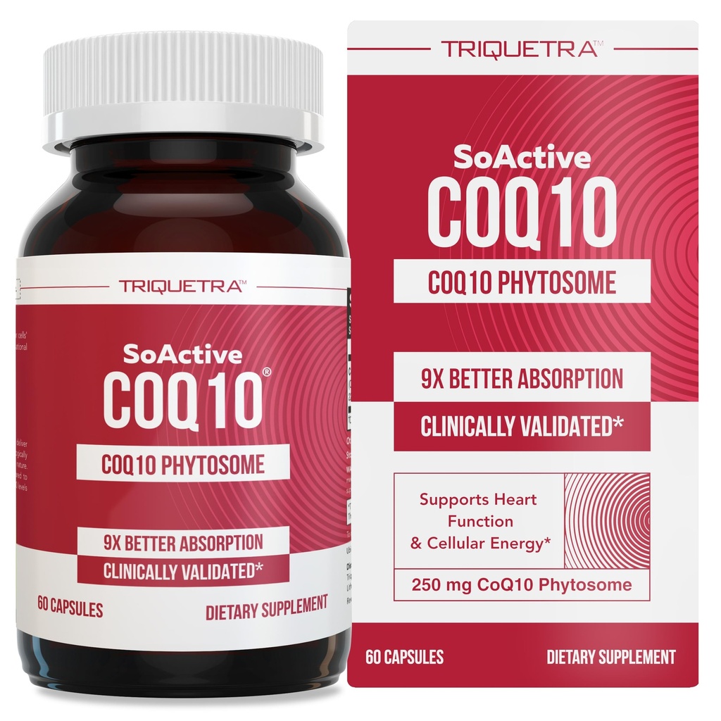 SoActive CoQ10 ® 250 mg: CoQ10 Phytosome z maksymalnie 9X Wyższą Absorpcją - Proven Cellular Delivery - Wspiera produkcję energii komórkowej (60 kapsułek)