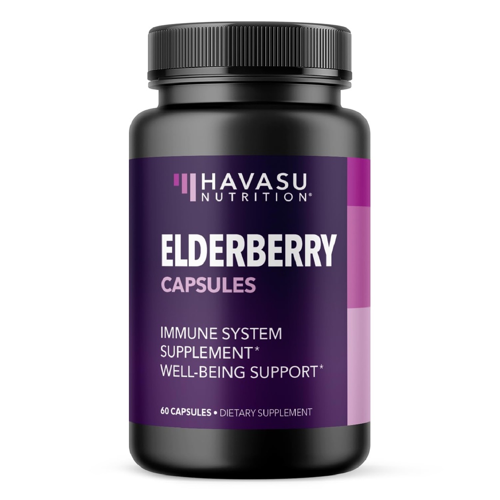 Sambucus Black Elderberry Kapsułki - Suplement wsparcia immunologicznego dla dorosłych - 400mg ekstraktu Per Serving for Total Wellness - Wegetariański Przyjazny, Nie-GMO, Unflavored - 60 Hrabia, 2 Dostawa Miesiąc