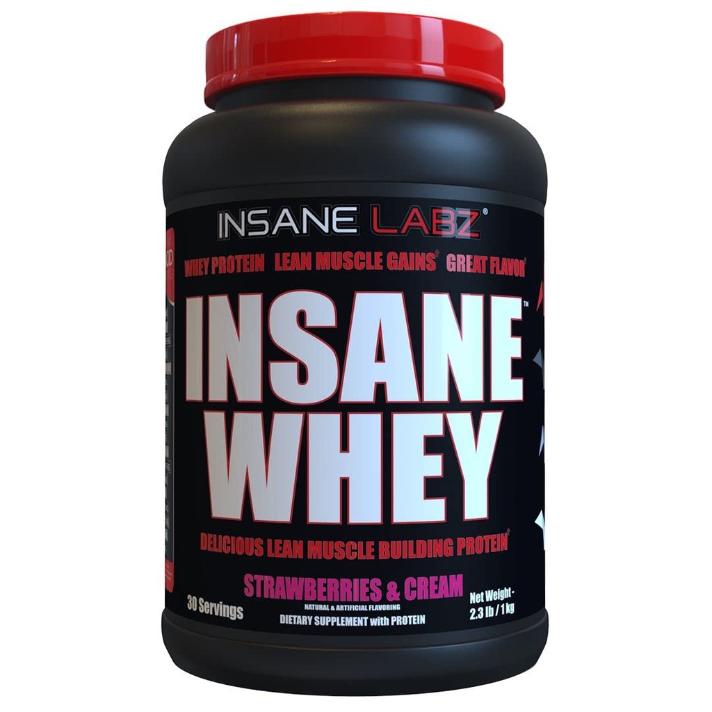 Szalony Labz Szalona Serwatka, 100% Muscle Building Serwatka Protein, BCAA Amino Profil, Mass Gainer, Meal Replacement (Truskawki i śmietanka, 30 Służenia)