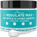Regulacja MAX Myo- Inositol i D- Chiro suplement inositol Proszek dla kobiet z witaminą D & Folate PCOS Wsparcie odżywcze, Hormon Równowaga i wsparcie płodności, Unflavored 60 Służenie