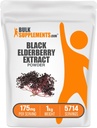BulkSupplements.com Elderberry Extract Powder - Elderberries Sourced from Black Elderbrry, Immune Supplement - Gluten Free - 175mg per Serving, 1kg (2,2 kg) (opakowanie po 1)
