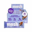 MOSH Blueberry Almond Crunch Keto Protein Bars, High Fiber, Niskie węglowodany, Gluten Free, Wysokie białka, Mózg zdrowe przekąski, 12 Hrabia