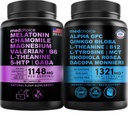 MEDCHOICE Melatonina senna (90ct) i mózg nootropowy (60ct) Suplement Bundle - Wellness Duo for Sleep, Mózg, Focus, & Mood Support - Wegan, Non-GMO, Gluten- Free