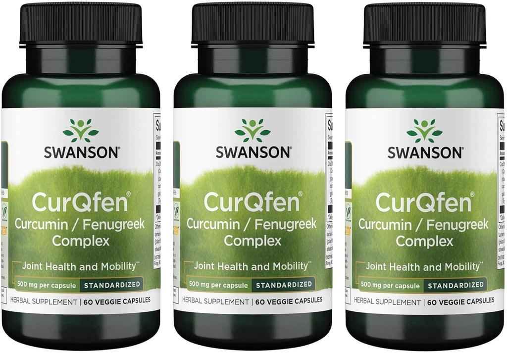 Swanson Controlled Release Curqfen Curcumin / Fenugreek Complex 60 Veg kapsułki (3 opakowania)