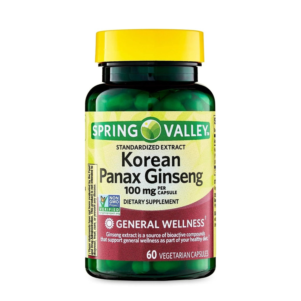 Konwergencja Koreański Panax Ginseng Kapsułki wegetariańskie, 100 mg, 60 Hrabia