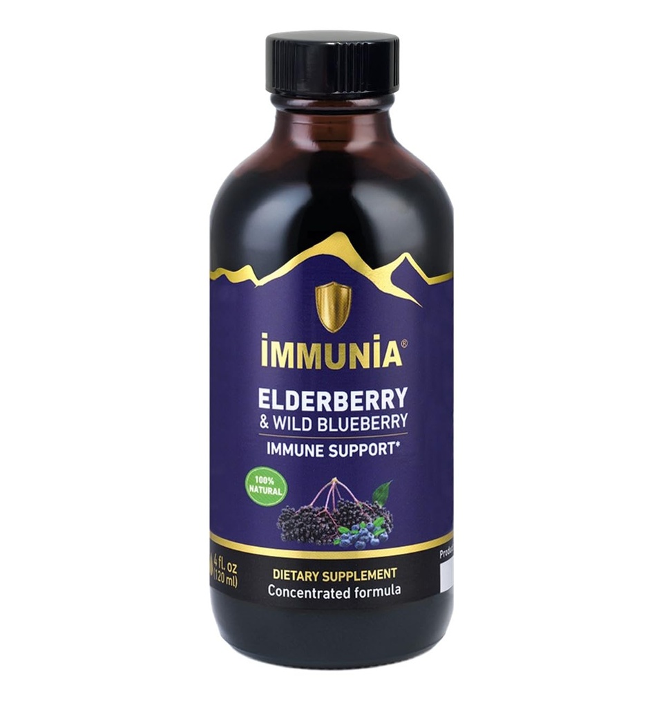 Immunia Elderberry & Wild Blueberry Concentrat. Wzmocnij swój system immunologiczny naturalnie. Pyszny smak. 24- Day Supply. (1- Pack)