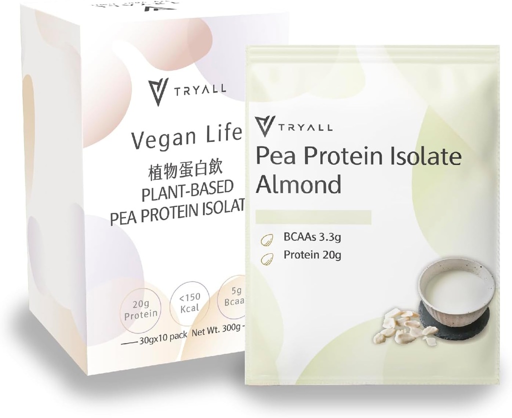 Produkt leczniczy TRYALL roślinny w postaci proszku z proteiny grochu (20 g białka) Saszetki (mleko migdałowe, 10 opakowań)