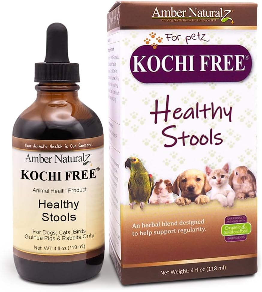 Amber NaturalZ Kochi Wolny suplement ziołowy dla psów, kotów, ptaków, królików i świnek Gwinei 124; Wspiera zdrowe funkcje jelit 124; Natural Aid for Digestive Balance 124; 4 Płynna butelka szklana