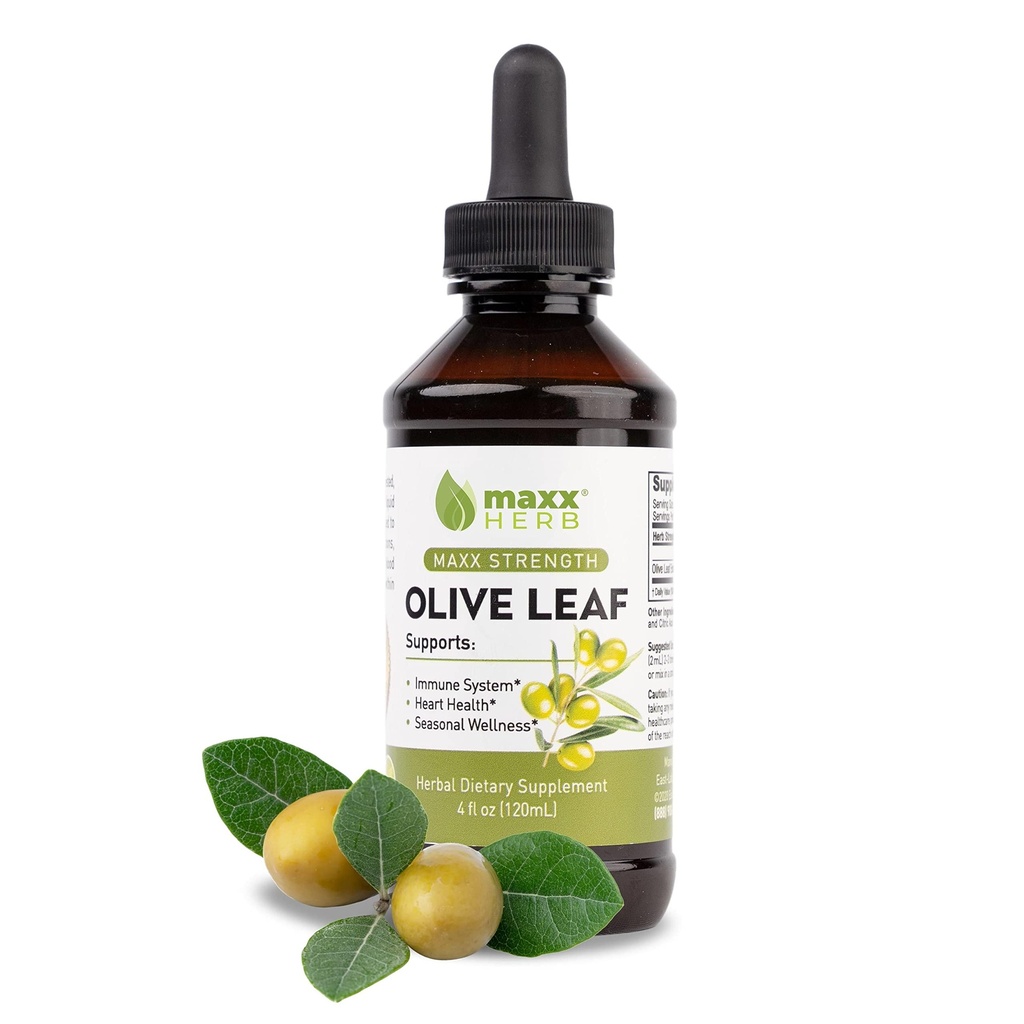 Ekstrakt Maxx Herb Olive Leaf - Max Siła Oleuropein Liquid Absorbs Better Niż Kapsułki lub Herbata, dla immunologicznego wsparcia, Heart Health, i Sezonowego Wellness - 4 Oz Bottle (60 Servings)