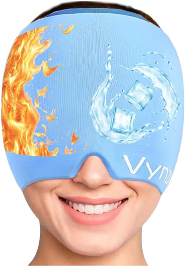 Migrena Relief Cap Miracle Ból głowy Relief Cap360 Hot & Cool Headache Cap Soothing Odorless Gel Ice Head Wrap Ulepszony Migrena Cap dla napięcia, Stres i Sinus (Niebieski)