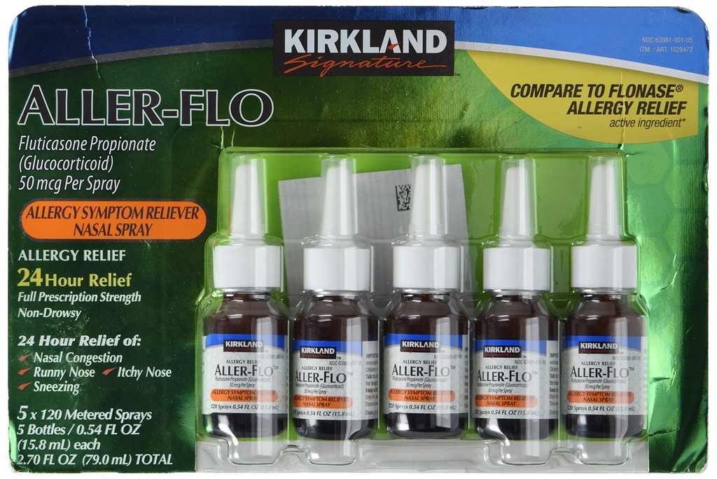 KIRKLAND SIGNATURE Kirkland Aller- Flo Fluticasone Propionian (Glucortikoid), 0,54 Fl Oz. (Opakowanie po 5)