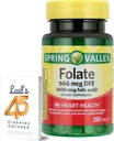 LUAL Spring Valley Folate 666 mcg DFE (400 mg kwasu foliowego) 250 CountBundle 45 Cukrzyca Decoded, suplement foliowy dla kobiet