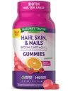 Nature 's Truth Hair, Skin, and Nails Gummies Xi124; with Biotin Xi124; 140 Count Xi124; Fruit Flavor Xi124; Vegan, Non-GMO i gluten Free Witamina dla mężczyzn i kobiet