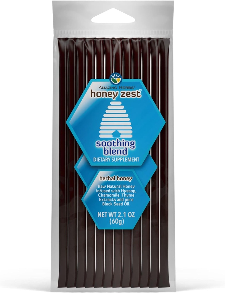 Niesamowite Zioła Surowy Miód Naturalny - Ziołowy Miód Infused z Hyssop, Rumianek, Ekstrakty tymianku & Czysty czarny olej nasienny, Nie GMO, Gluten Free Immune Booster - Honeyzest Kokosowe słomki, 12 Hrabia