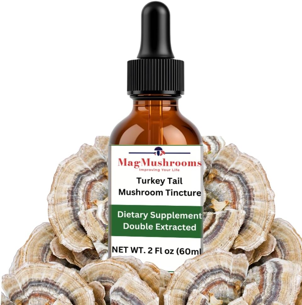 Turcja Grzyb ogonowy Liquid Extract Tincture, Daily Supplement, Double Extracted for High Potency, 2 Fl oz, 60 dawek