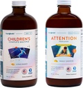 LIQUIDHEALTH Dzieci 's Complete Multivitamin & Uwaga nastolatki i dzieci Liquid Witaminate Bundle dla dzieci - Wsparcie immunologiczne, Poprawa ostrości, Koncentracja, Boost Mood - Wegan, Non-GMO, Made in USA