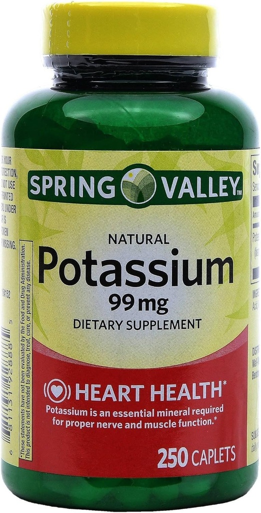 Spring Valley Potasu 99 mg z Glukonianu potasu 595 mg (250 Count)