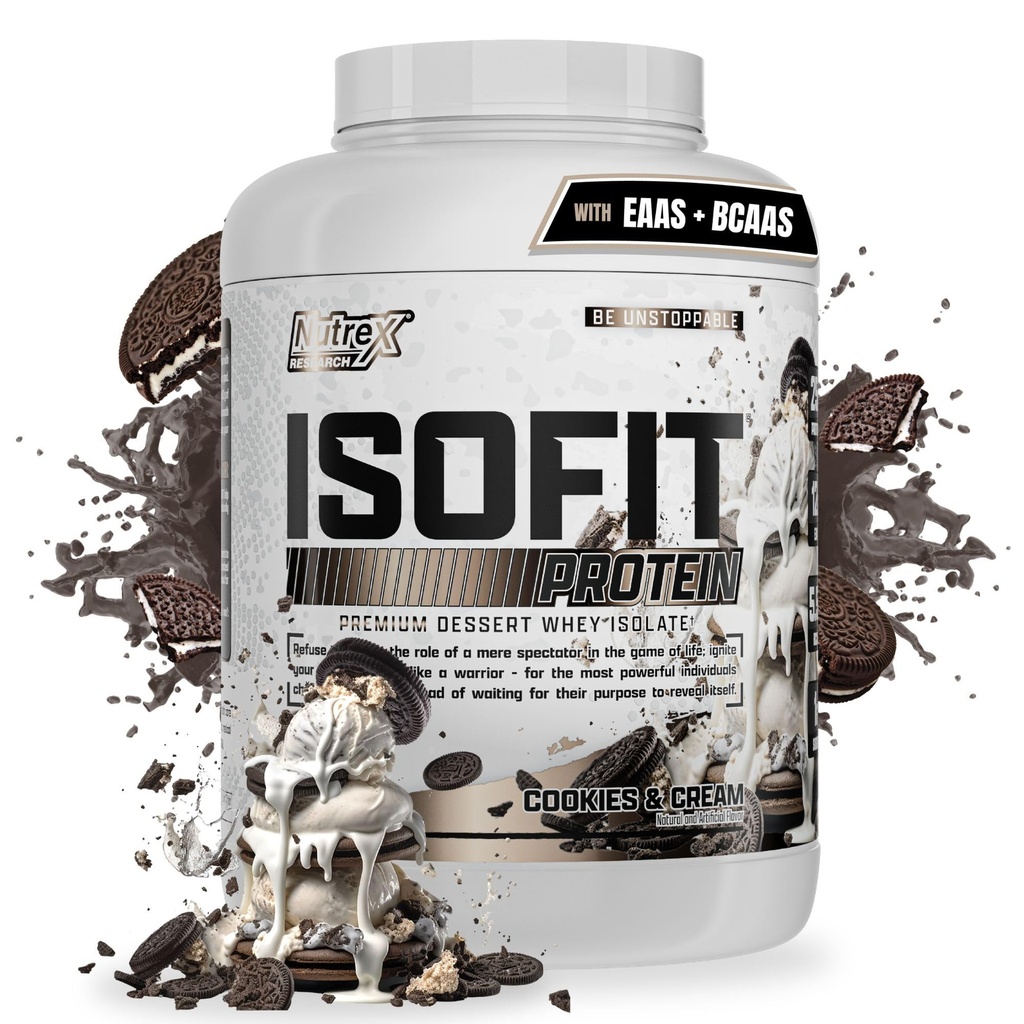 Nutrex Badania IsoFit białka serwatki w proszku Instantised 100% Izolat białka serwatki (70 Służenia, Cookies & Cream)