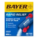 Bayer Rapid Relief Powder Packs z aspiryną i kofeiną, Rozpuszczalny szybko działający ból Ulgi dla bólu głowy, mięśni i ciała ból, aromat malinowy (Opakowanie może się różnić), Opakowanie 3 x 10