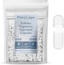 PureCaps USA - Pusty Weganin Wegan Pullulan Pill Kapsułki Rozmiar 000 Pył 124; 1000 Oddzielone Pigułki 124; Przezroczysty 124; NieGMO Certified Plk 124; SLS, Gluten, Preservative Free