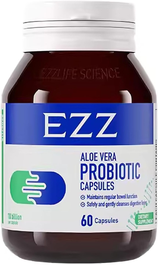 EZZ Aloe Vera Probiotic Xion124; Zawiera australijski Aloe Vera, Cassia i enzymów odżywczych, dodać cztery probiotyki. 124; Poprawia Gut Zdrowie i trawienie, nie Więcej zaparcia 124; 60 Kapsułki