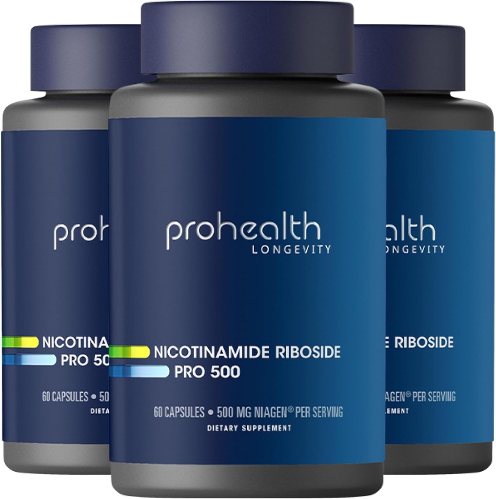ProHealth Nicotinamid Riboside Pro 500. Opatentowany NR Niagen 500mg Plus 250mg TMG. NAD + Suplement zwiększa NAD +. NR Suplement Proven w 300 Badania. 30 Służenia (3 opakowania)