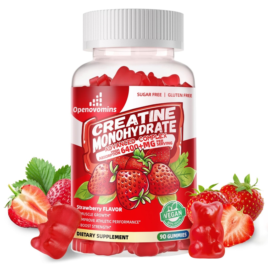Monowodny zespół gum krewowcowych dla mężczyzn i kobiet - Advanced Formula W / L- Tauryna + Witamina B12, Sugar Free Chewable Supplement, 90 Gummies truskawkowe