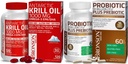 Bronson Probiotic 50 Milion CFU + Prebiotyk z Apple Polyphenols & Owoce ananasowe Ekstrakt kryla antarktycznego 1000 mg z Omega- 3 s EPA DHA