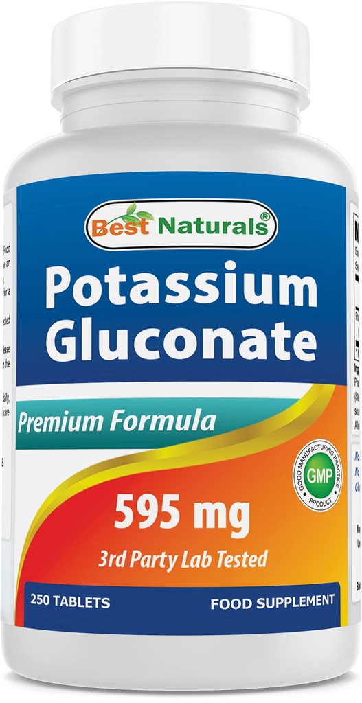 Najlepszy naturalny Glukonian potasu suplement 595 Mg tabletka, 250Count
