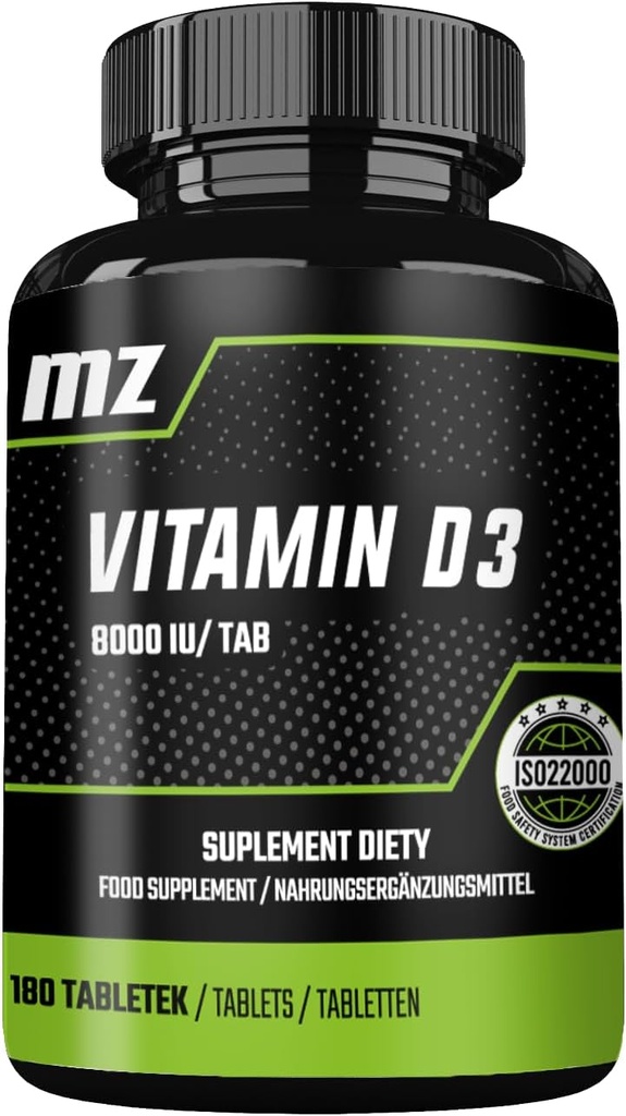 Witamina D3 2000 j. m. w tabletce - 180 Tabletów - Lasty dla 720 Sług - Wspiera Wapnia Balance & Bone Health - Suplement diety MZ
