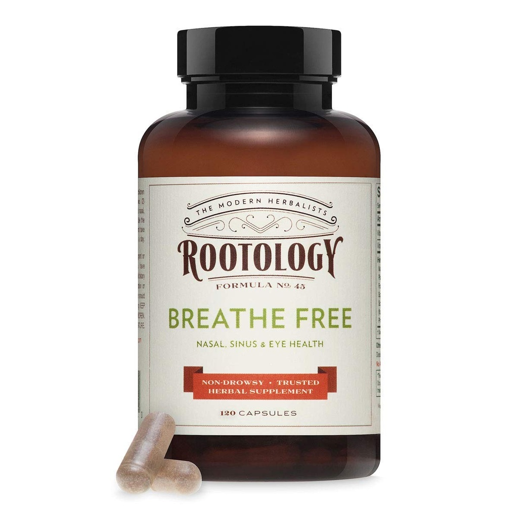 Rootologia Oddychaj wolne - Natural Nasal & Sinus Relief - Szybkie aktorstwo, Non- Drowsy - 120 Kapsułki...