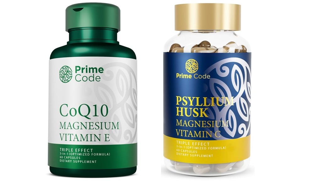 Kod podstawowy CoQ10 250mg z Magnezu Glicynian i Witamina E, Pyllium Husk Kapsułki z Magnezu Cytrate i Witamina C