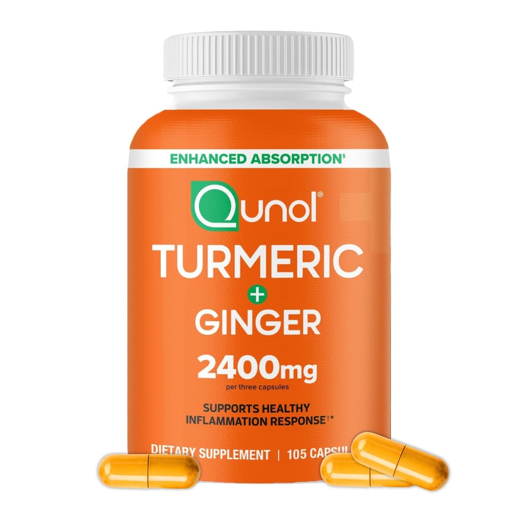 Knol Kurkumina Turmerowa z Black Pepper & Ginger, 2400mg Ekstrakt Turmeric z 95% Kurkuminoidy, Dodatkowy suplement siłowy, Wzmocniona Absorpcja, Joint Support Supplement, 105 Count