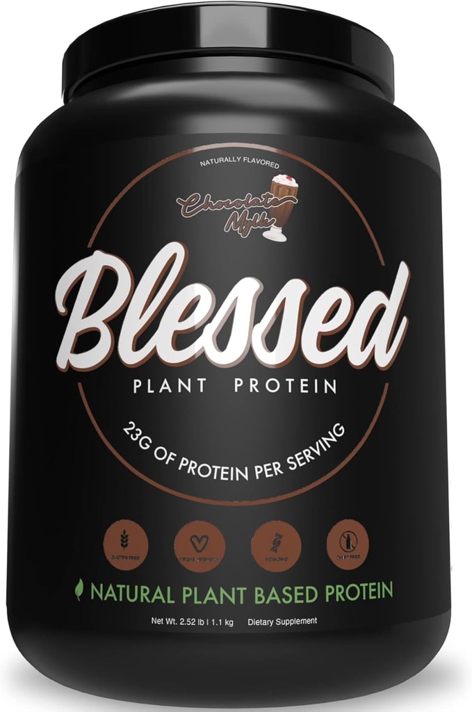 Błogosławiony Wegański proszek proteinowy - Proszek roślinny Białko w proszku Białko spożywcze zastępcze Shake, 23 g Pea Protein Powder, Bezmleczny, Bez glutenu, Bez dodatku cukru, 30 Słupki (Czekolada Mylk)