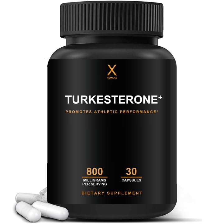 HUMANX Turkesterone + 800mg - USA Trzecia strona Tested (podobny do Ecdysteronu) dla rozwoju mięśni i dynamicznych sprawności atletycznej - Naturalne anaboliczne - Nie GMO, Wegan - suplement Turkesterone